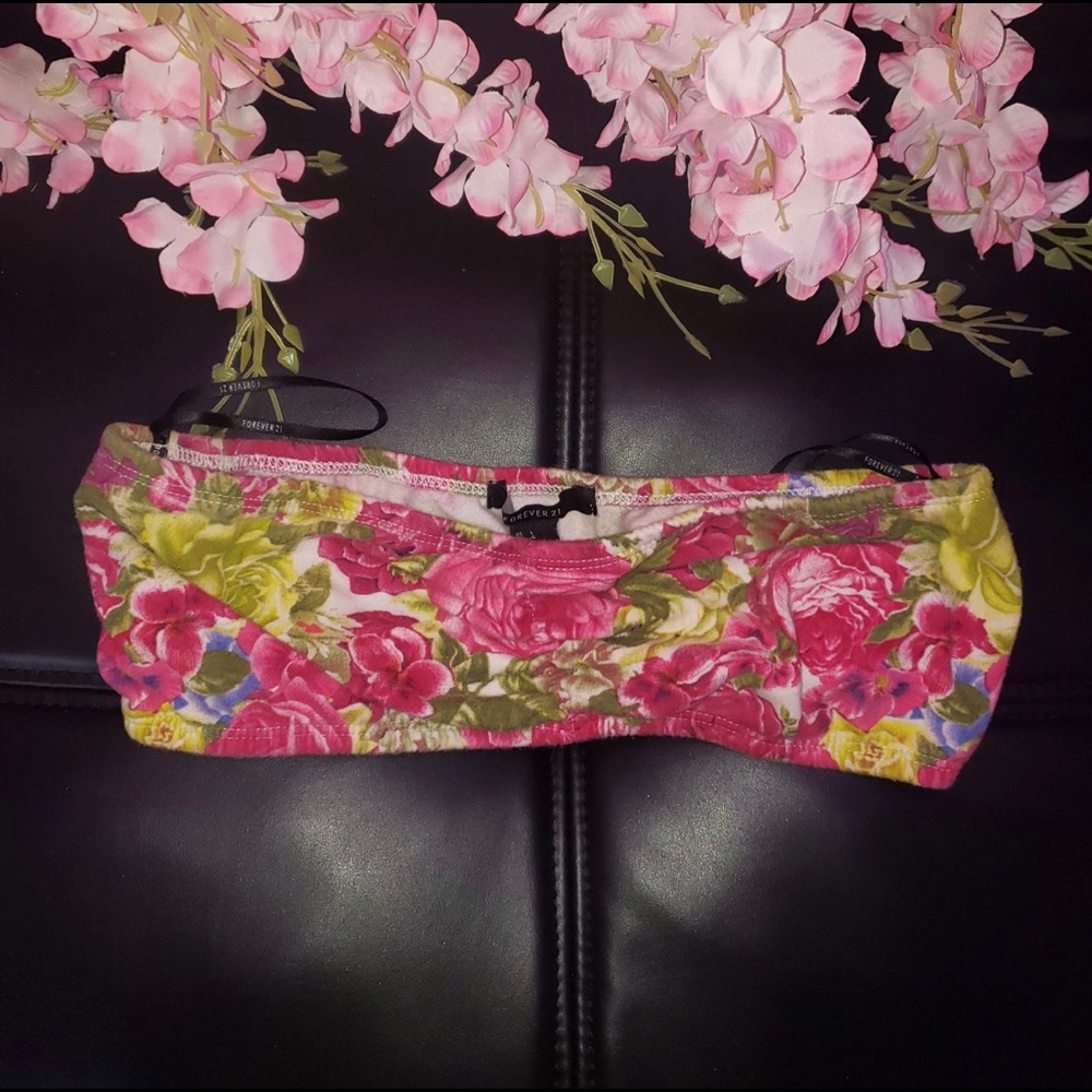 Forever 21 Bralette Crop Tube Top Strapless Floral